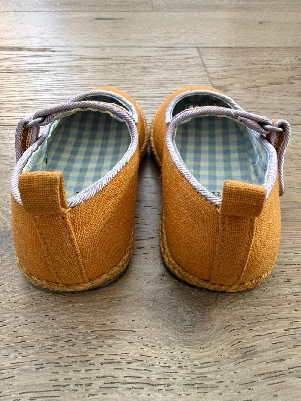 Zara Kids Orange Linen Mary Jane Shoes size 5.5